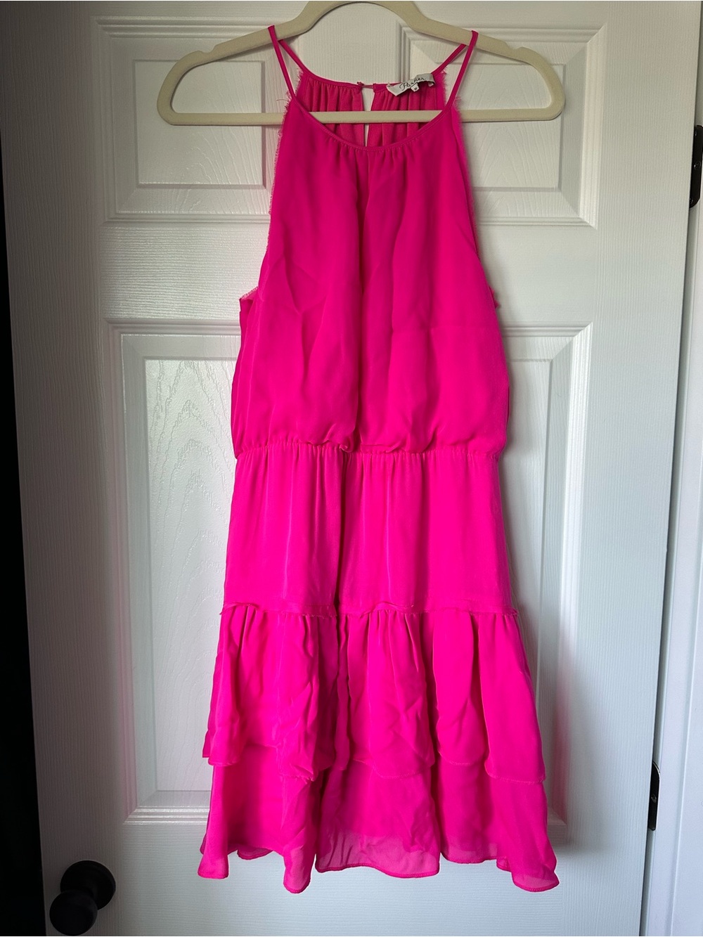 Parker Hot Pink Tiered Midi Dress